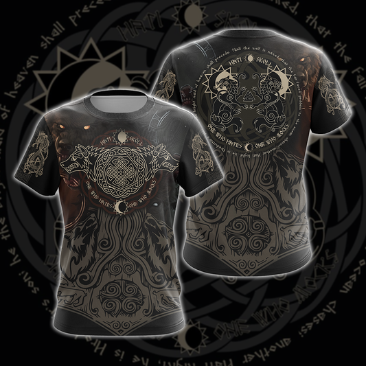 Vikings - The Sons Fenrir The Wolf Hati & Sköll - One Who Hates One Who Mocks Unisex 3D T-shirt Zip Hoodie Pullover Hoodie T-shirt S 
