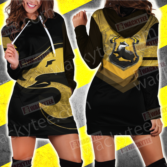 Hogwarts Castle Harry Potter - Loyal Like A Hufflepuff Wacky Style 3D Hoodie Dress XS  