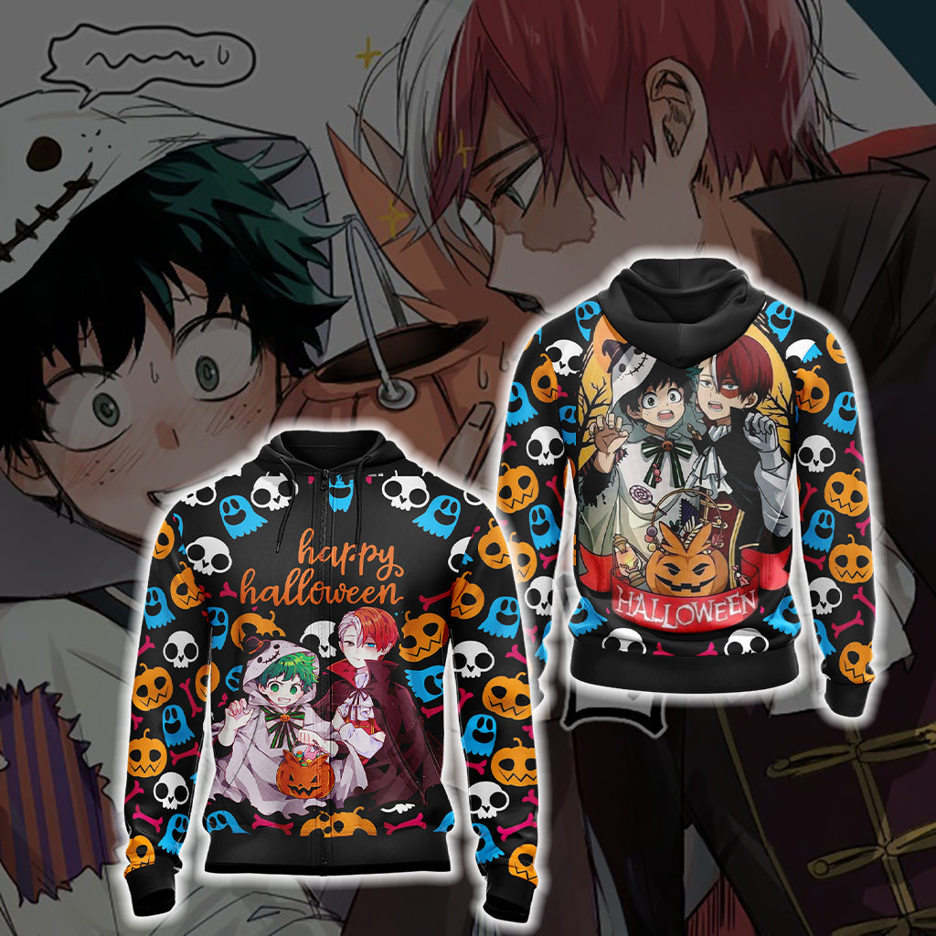 My Hero Academia - Deku and Todoroki Halloween Unisex 3D T-shirt Zip Hoodie XS 