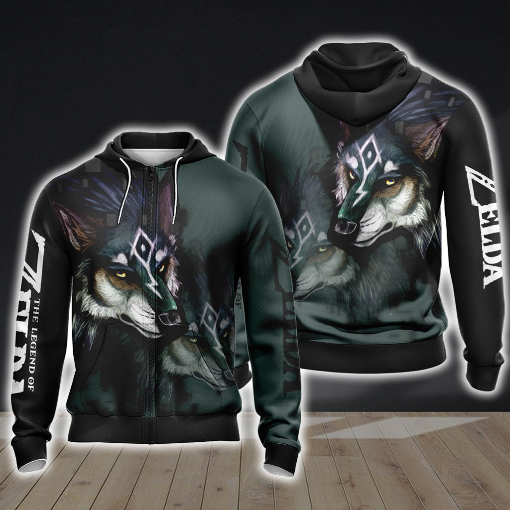 The Legend Of Zelda Link Wolf Unisex 3D T-shirt Zip Hoodie S 