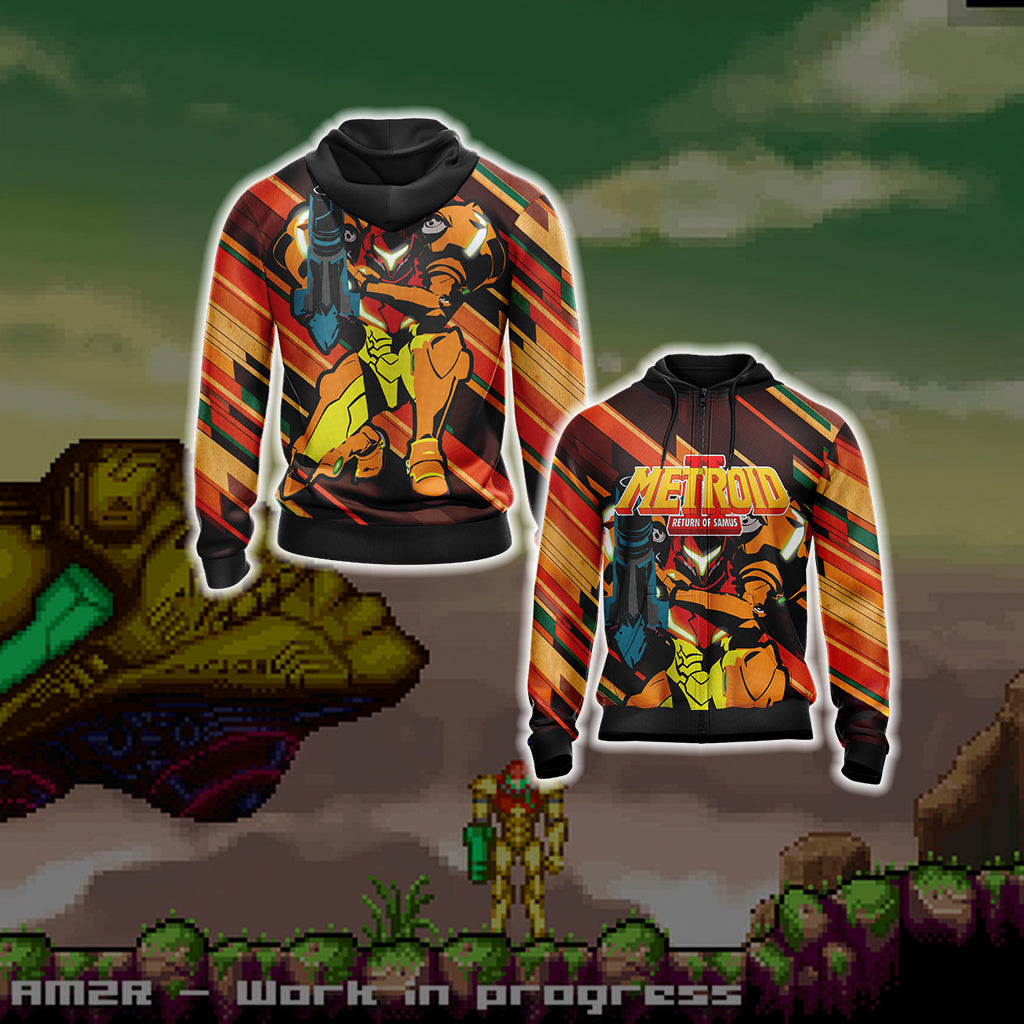 Metroid 2 - Samus Unisex 3D T-shirt Zip Hoodie XS 