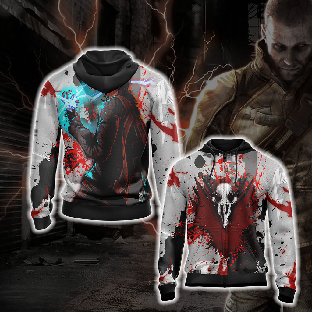 Infamous: Bad Karma Unisex 3D T-shirt Zip Hoodie XS 