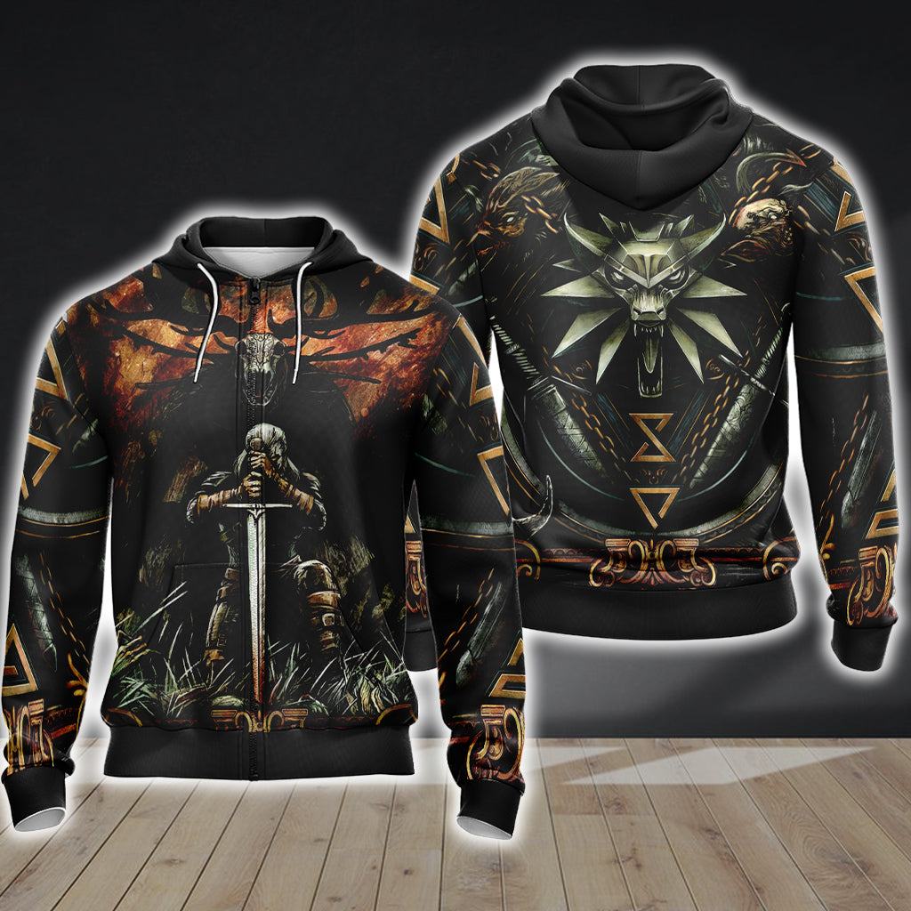 Witcher Symbol Unisex 3D T-shirt Zip Hoodie XS 