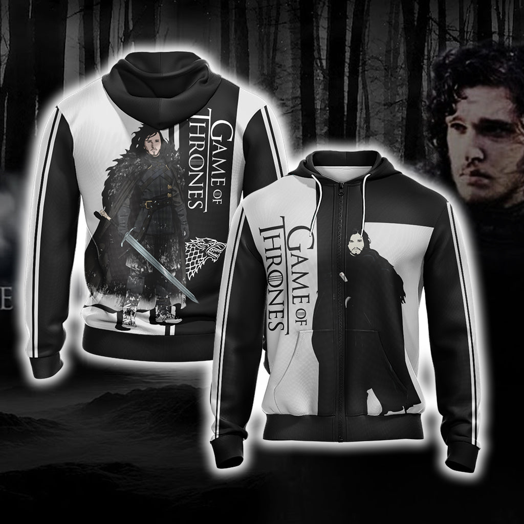 Game Of Thrones - Jon Snow Character Unisex 3D T-shirt Zip Hoodie XS 