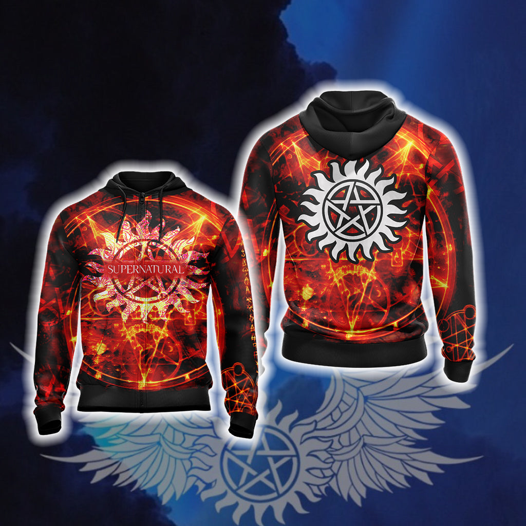 Supernatural New Style Unisex 3D T-shirt Zip Hoodie XS 