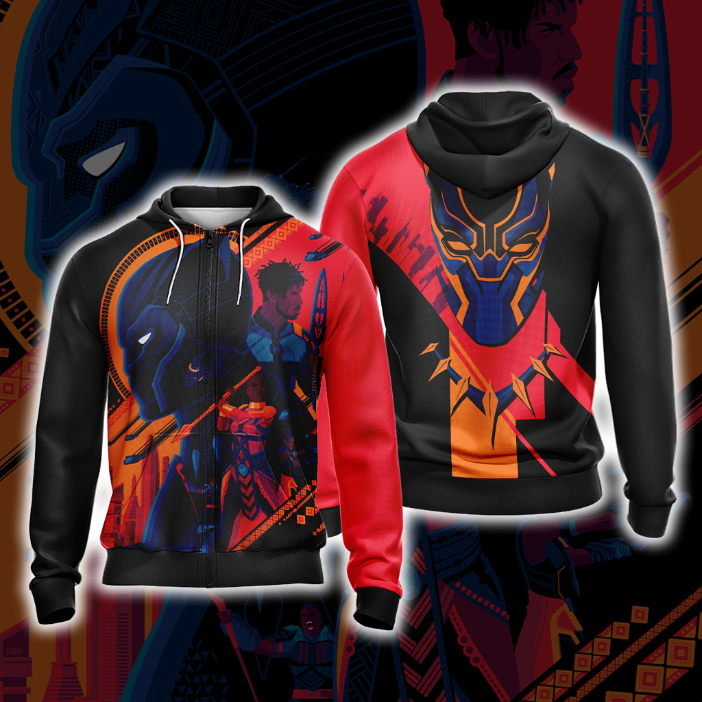 Black Panther New Style Unisex 3D T-shirt Zip Hoodie XS 