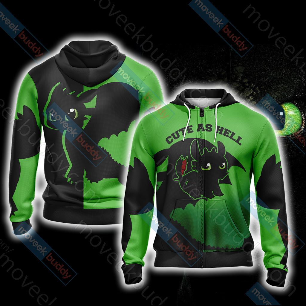 How To Train Your Dragon - Toothless Unisex 3D T-shirt Zip Hoodie XS 