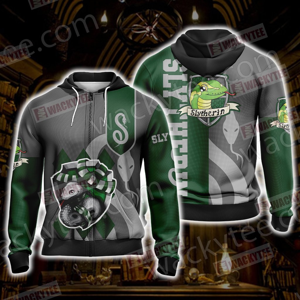 Harry Potter - Slytherin House New Wackystyle Unisex 3D T-shirt Zip Hoodie S 