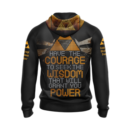 The Legend Of Zelda - Have The Courage To Seek The Wisdom Unisex 3D T-shirt Zip Hoodie Pullover Hoodie   