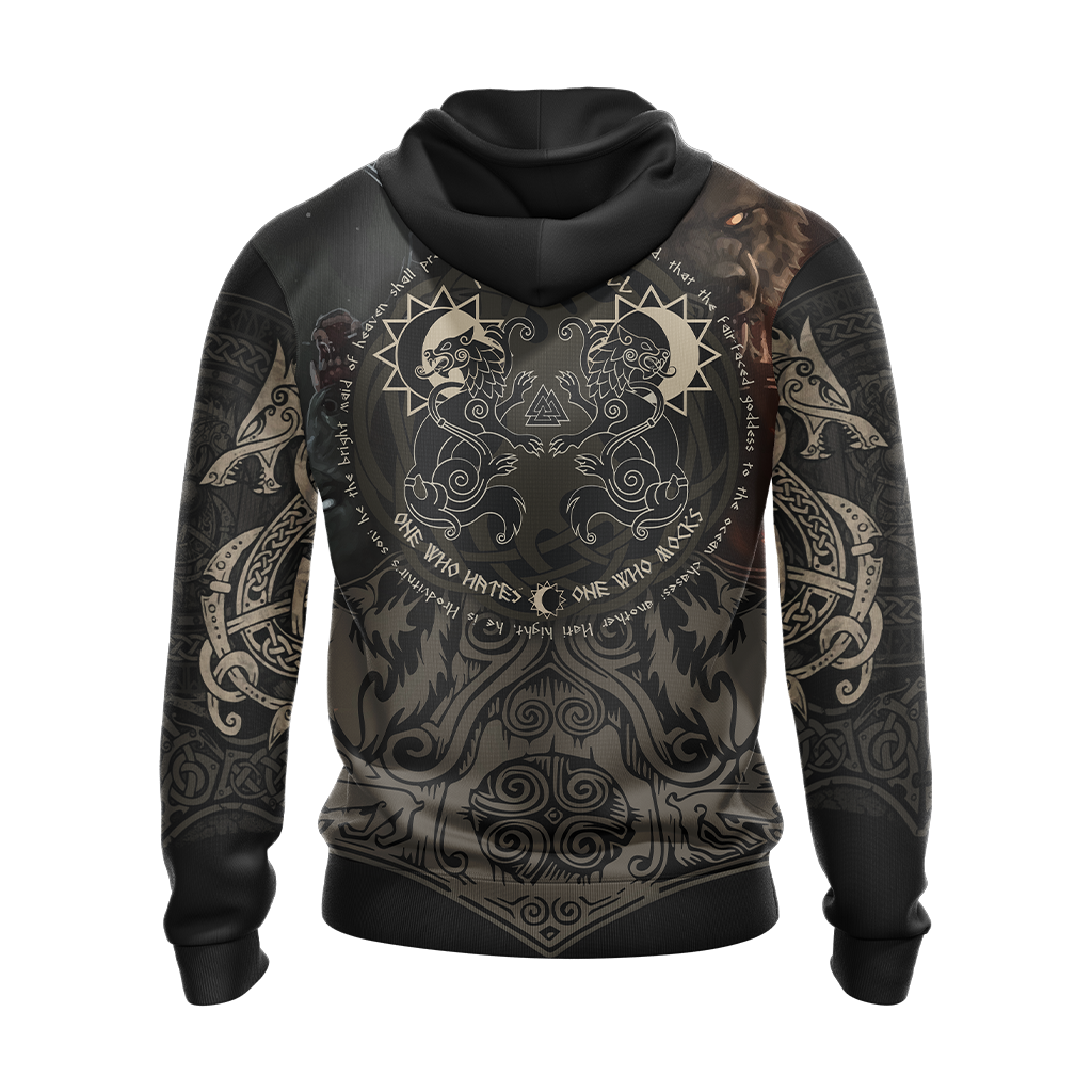 Vikings - The Sons Fenrir The Wolf Hati & Sköll - One Who Hates One Who Mocks Unisex 3D T-shirt Zip Hoodie Pullover Hoodie   
