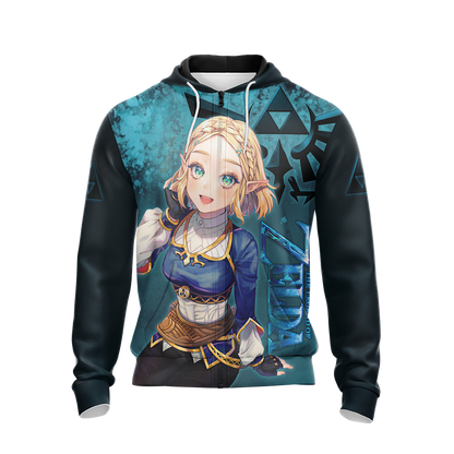 Princess Zelda The Legend of Zelda All Over Print T-shirt Zip Hoodie Pullover Hoodie   