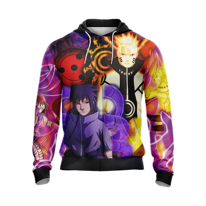 Naruto And Sasuke Unisex 3D T-shirt Zip Hoodie Pullover Hoodie   