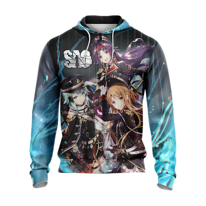 Asuna Sinon Yuuki Military Sword Art Online All Over Print T-shirt Zip Hoodie Pullover Hoodie   