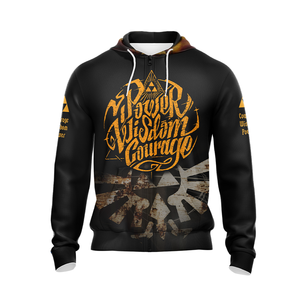 The Legend Of Zelda - Have The Courage To Seek The Wisdom Unisex 3D T-shirt Zip Hoodie Pullover Hoodie   