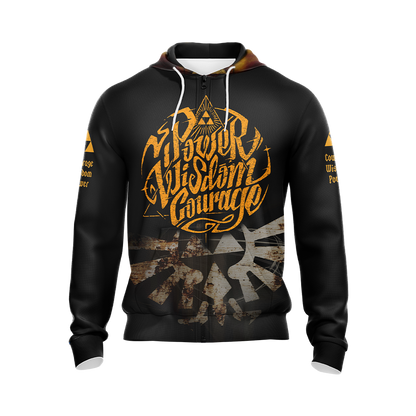 The Legend Of Zelda - Have The Courage To Seek The Wisdom Unisex 3D T-shirt Zip Hoodie Pullover Hoodie   
