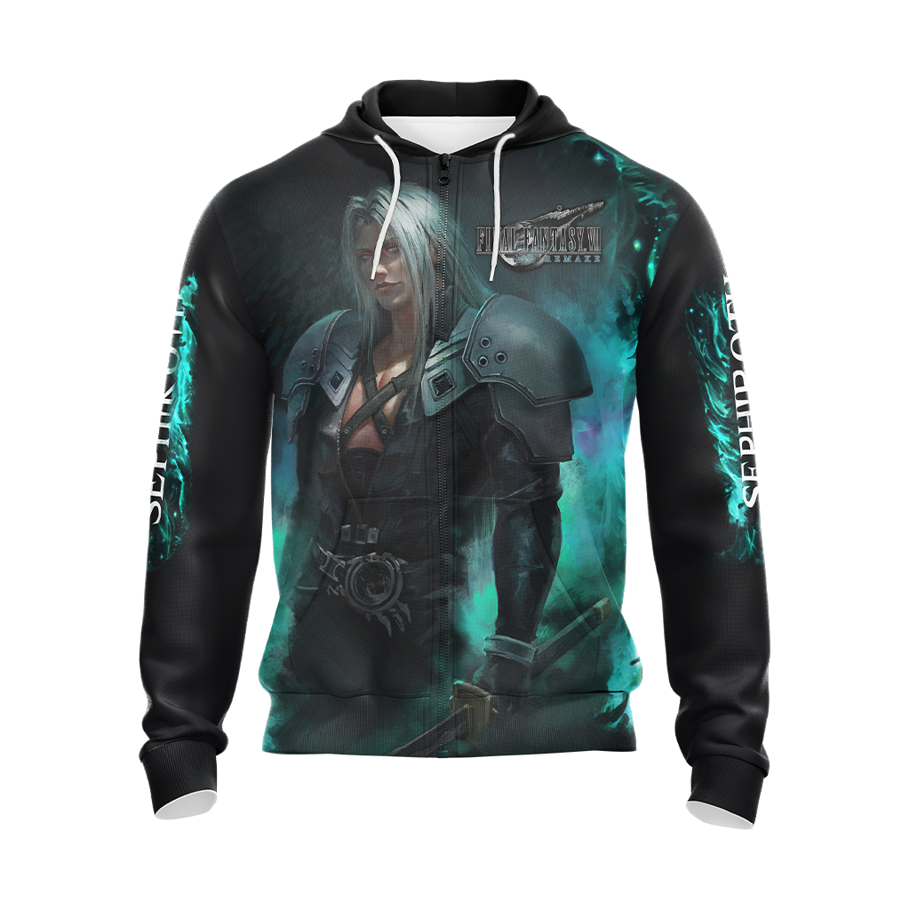 Final Fantasy VII Remake Sephiroth Unisex 3D T-shirt Zip Hoodie   
