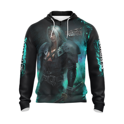 Final Fantasy VII Remake Sephiroth Unisex 3D T-shirt Zip Hoodie   