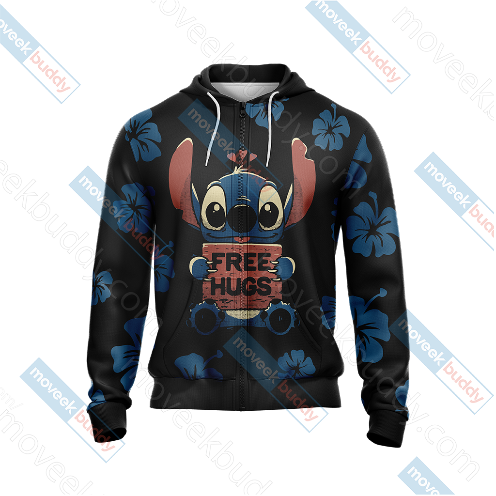 Stitch Loves Hugs Free Hugs Unisex 3D T-shirt   