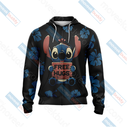 Stitch Loves Hugs Free Hugs Unisex 3D T-shirt   