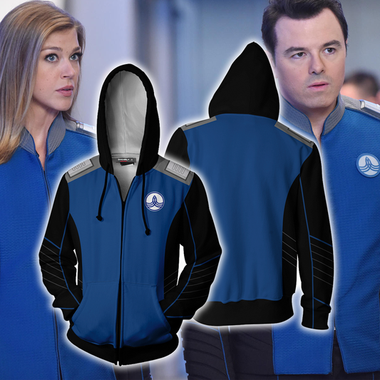 The Orville Ed Mercer Captain Cosplay Zip Up Hoodie Jacket XS  