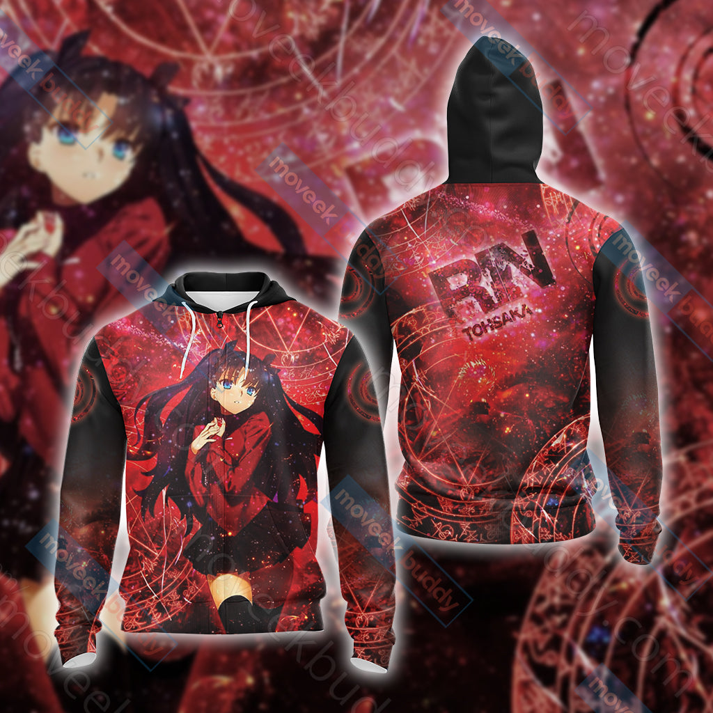 Fate / Stay Night - Rin Unisex 3D T-shirt Zip Hoodie XS 