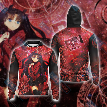 Fate / Stay Night - Rin Unisex 3D T-shirt Zip Hoodie XS 