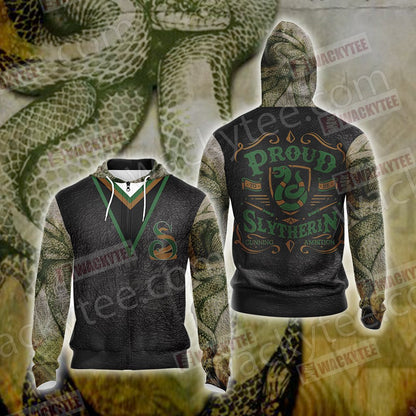 Harry Potter - Proud Slytherin Unisex 3D T-shirt Zip Hoodie S 