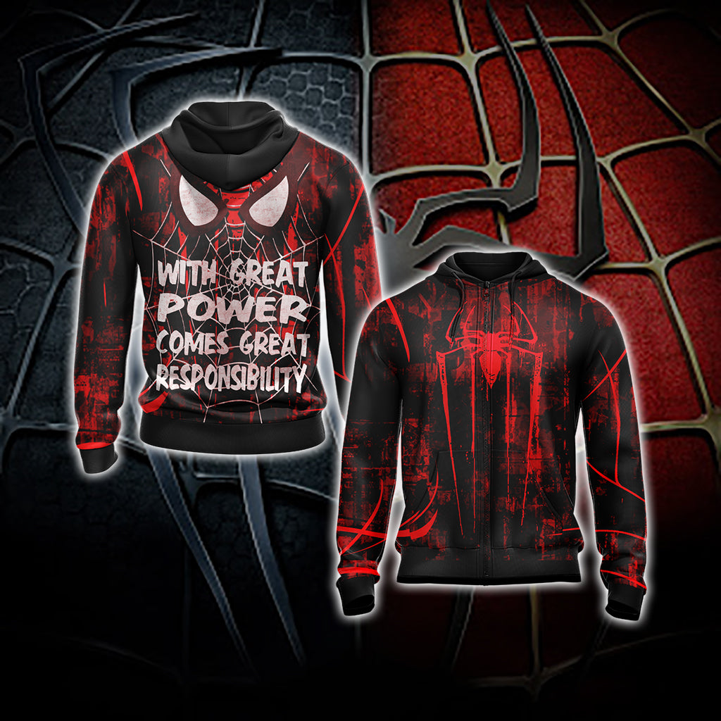 Spider-Man With Great Power Comes Great Responsibility Unisex 3D T-shirt   