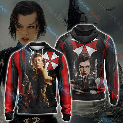 Resident Evil - Alice Unisex 3D T-shirt Zip Hoodie XS 