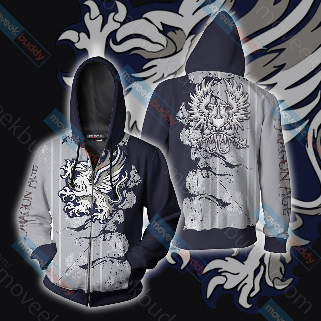 Dragon Age - Grey Warden Unisex 3D T-shirt Zip Hoodie S