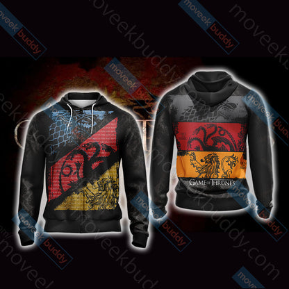 Game Of Thrones - Stark, Targaryen, Lannister Unisex 3D T-shirt Zip Hoodie XS 