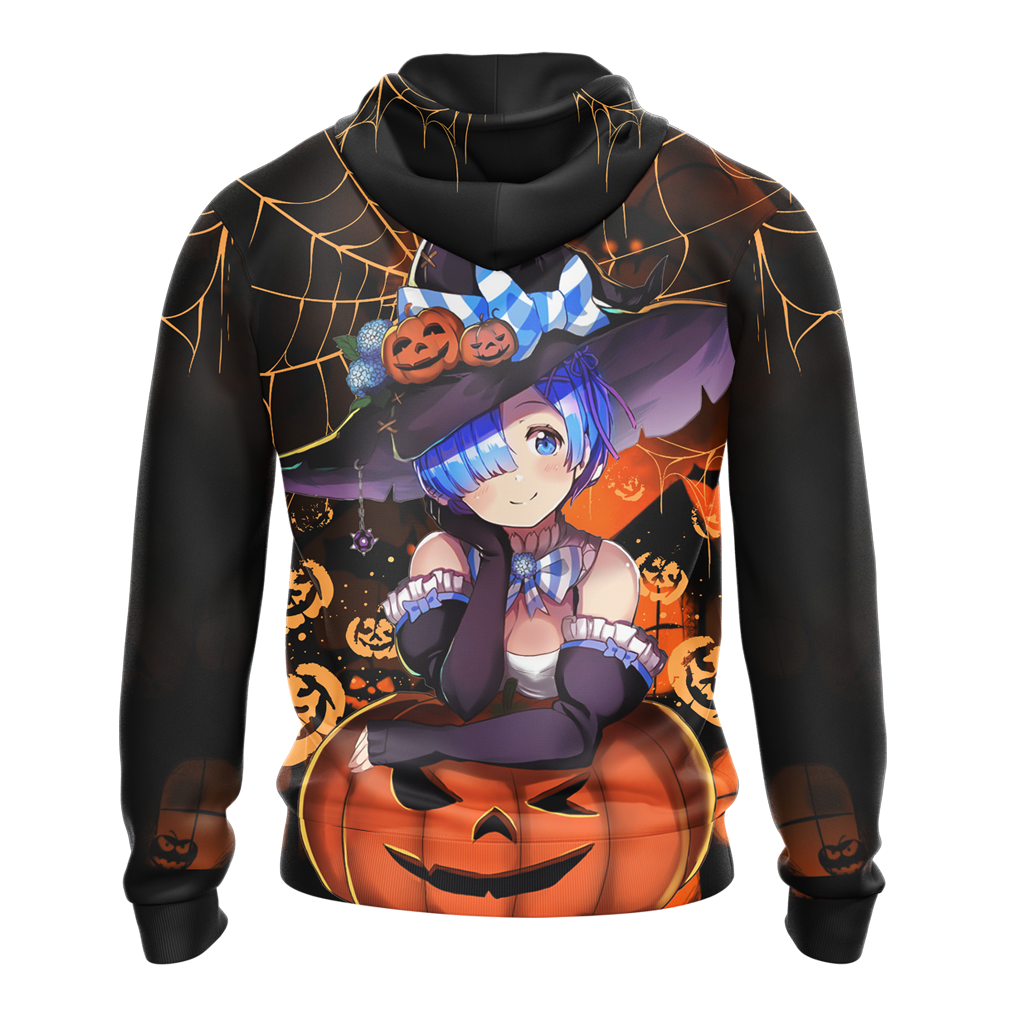 Rem Re:Zero Halloween All Over Print T-shirt Zip Hoodie Pullover Hoodie   