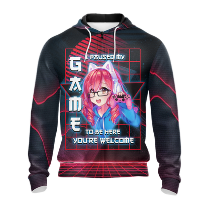 I Paused My Game To Be Here Unisex 3D T-shirt Zip Hoodie   
