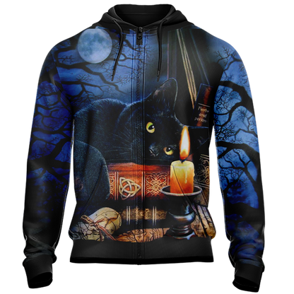 Witching Hour Black Cat Halloween Unisex 3D T-shirt   