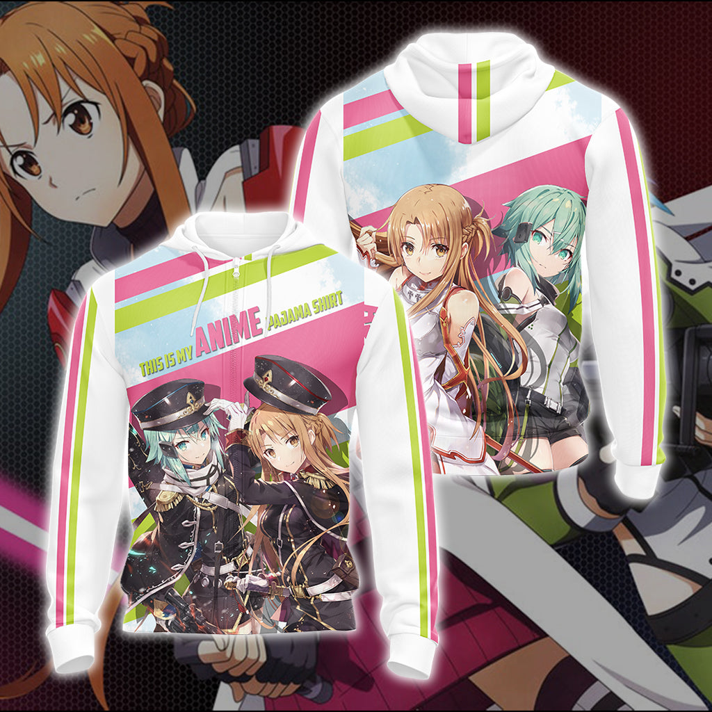This is my anime pajama shirt Asuna Sinon T-shirt Zip Hoodie Pullover Hoodie Zip Hoodie S 