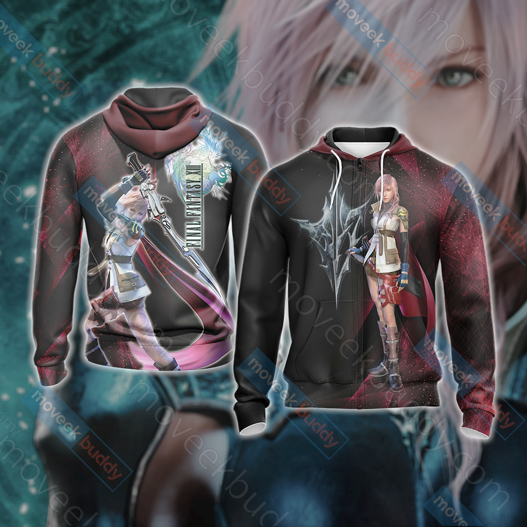 Final Fantasy XIII - Lightning Unisex 3D T-shirt Zip Hoodie Zip Hoodie S 