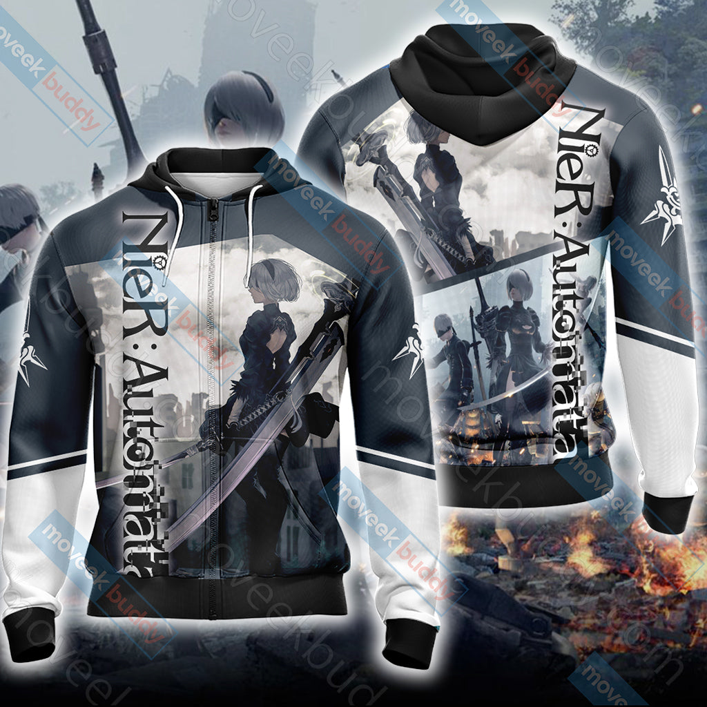 Nier Automata Unisex 3D T-shirt Zip Hoodie XS 