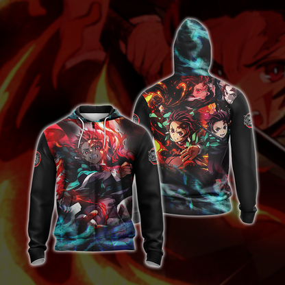 Demon Slayer Kamado Tanjiro Unisex 3D T-shirt Zip Hoodie Pullover Hoodie Zip Hoodie S 