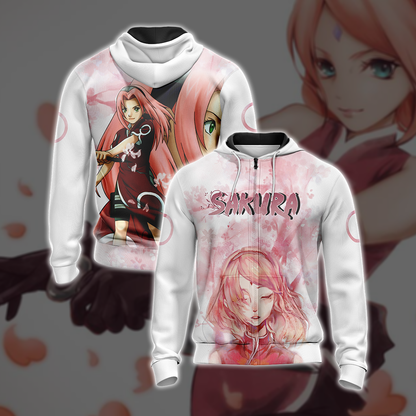 Naruto - Sakura Haruno New Unisex 3D T-shirt Zip Hoodie XS 