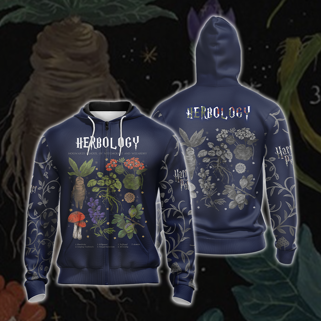 Herbology Harry Potter Hogwarts T-shirt Zip Hoodie Pullover Hoodie Zip Hoodie S 