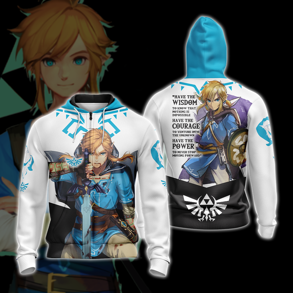 The Legend Of Zelda Link WISDOM COURAGE POWER  Unisex 3D T-shirt Zip Hoodie Pullover Hoodie Zip Hoodie S 