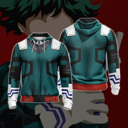 My hero Academia Deku 3D T-shirt Zip Hoodie Pullover Hoodie Zip Hoodie S 