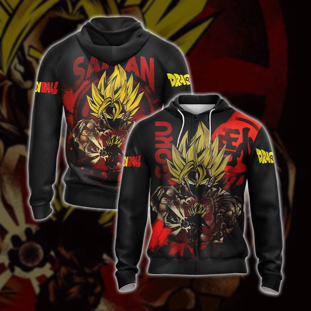 Dragon Ball Son Goku Super Saiyan Unisex 3D T-shirt Zip Hoodie S 