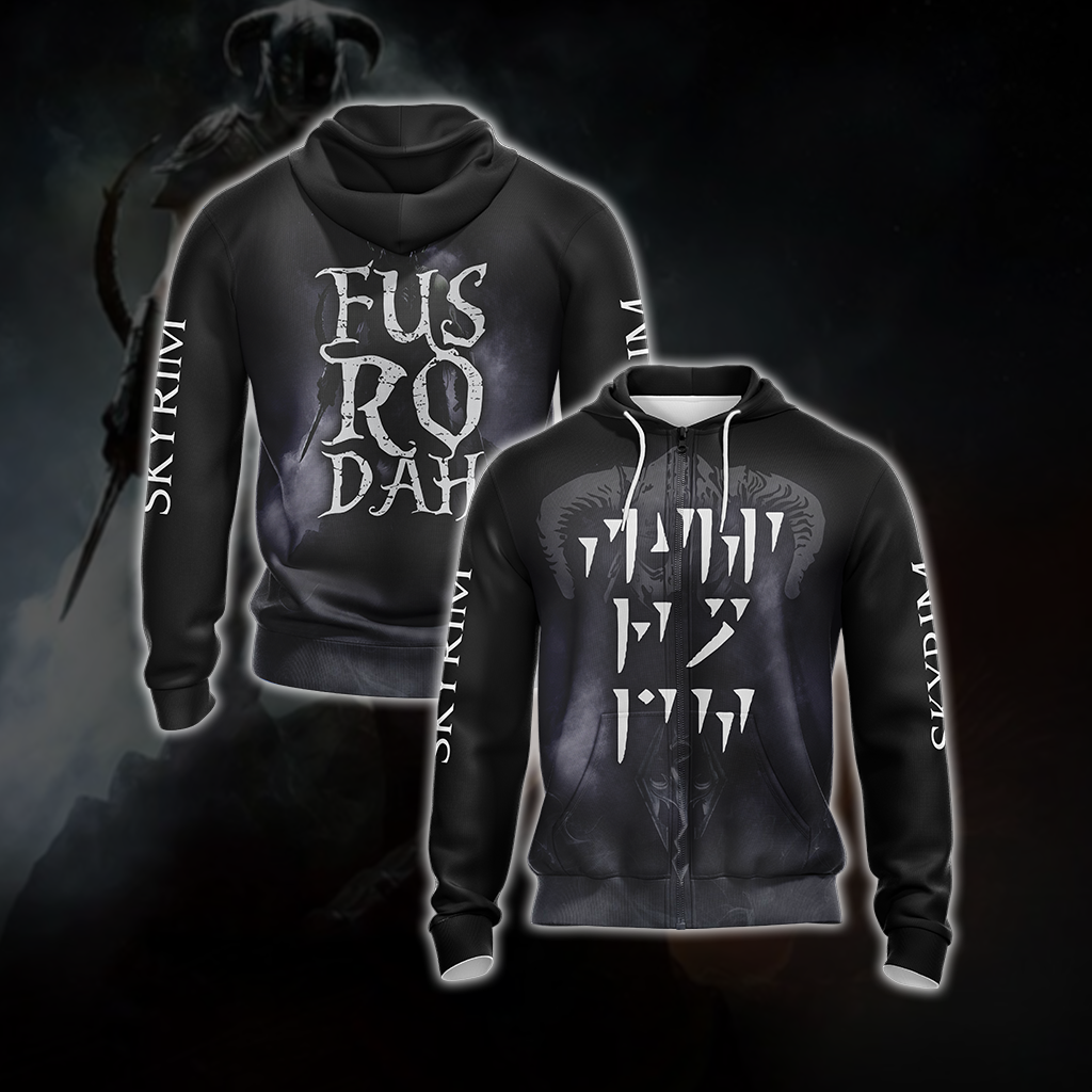 Elder Scrolls Skyrim Fus Ro Dah Version Unisex 3D T-shirt Zip Hoodie XS