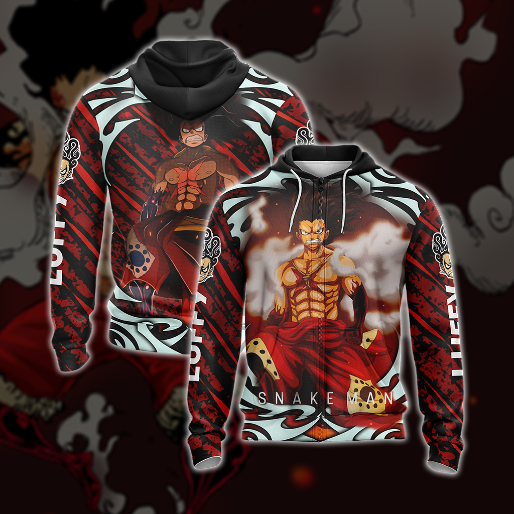 One Piece - Luffy Snakeman Unisex 3D T-shirt Zip Hoodie S 