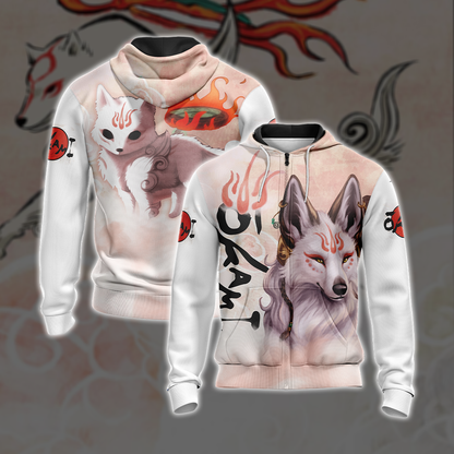 Okami Fox Unisex 3D T-shirt Zip Hoodie XS 