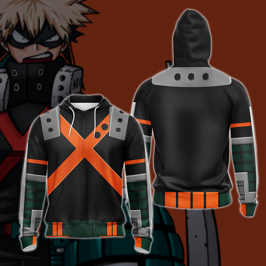 My hero Academia Bakugo 3D T-shirt Zip Hoodie Pullover Hoodie Zip Hoodie S 