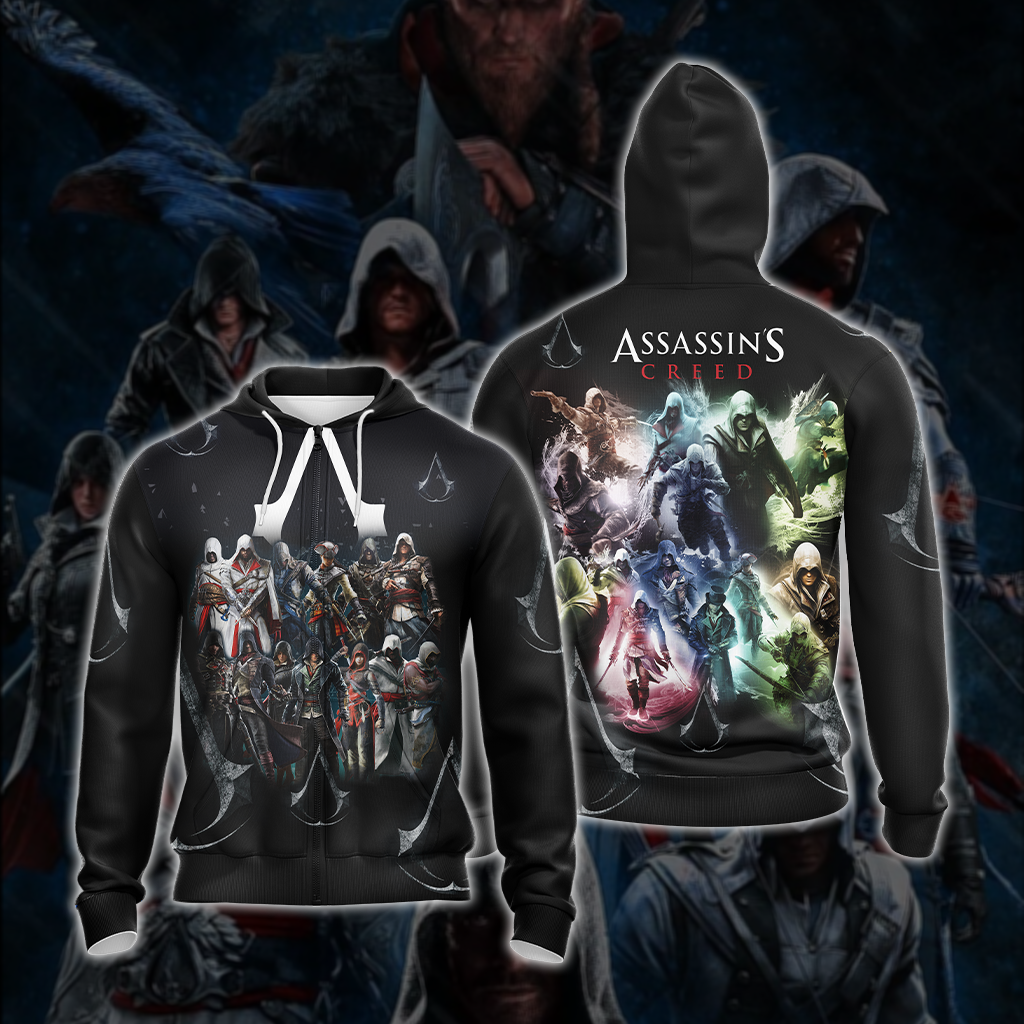 Assassin's Creed All Protagonists Unisex 3D T-shirt Zip Hoodie Pullover Hoodie Zip Hoodie S 